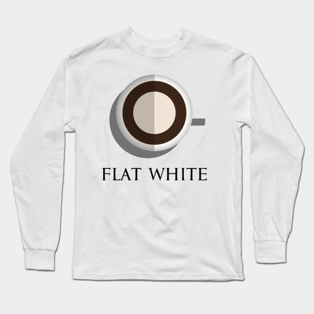 Flat white hot coffee in top view flat design illustration Long Sleeve T-Shirt by FOGSJ